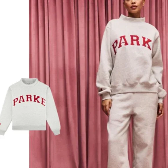 PARKE Valentine's Day Hoodie Grey Casual Preppy Style 🤍❤ - Picture 2 of 9